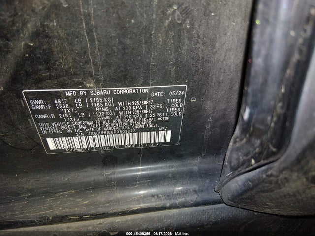 45409365 :رقم المزاد ، 4S4GUHU66R3803273 vin ، 2024 Subaru Crosstrek Wilderness مزاد بيع