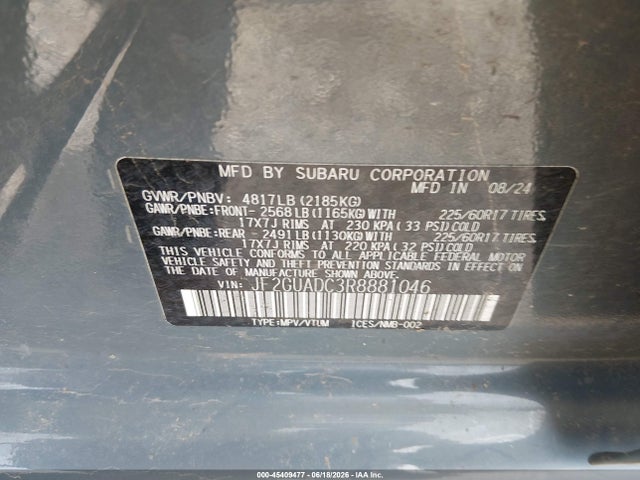 Продажа на аукционе авто 2024 Subaru Crosstrek Premium, vin: JF2GUADC3R8881046, номер лота: 45409477