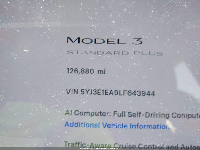 5YJ3E1EA9LF643944 Tesla Model 3 Standard Range Plus Rear-wheel Drive/standard Range Rear-wheel Drive
