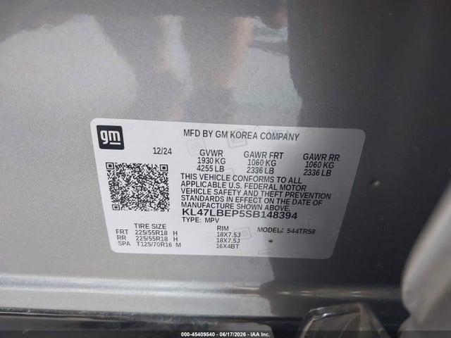 45409540 :رقم المزاد ، KL47LBEP5SB148394 vin ، 2025 Buick Envista Sport Touring Fwd مزاد بيع