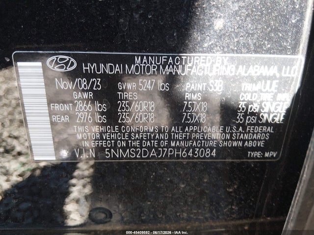 Hyundai Santa Fe Sel 2023 5NMS2DAJ7PH643084 Image 9