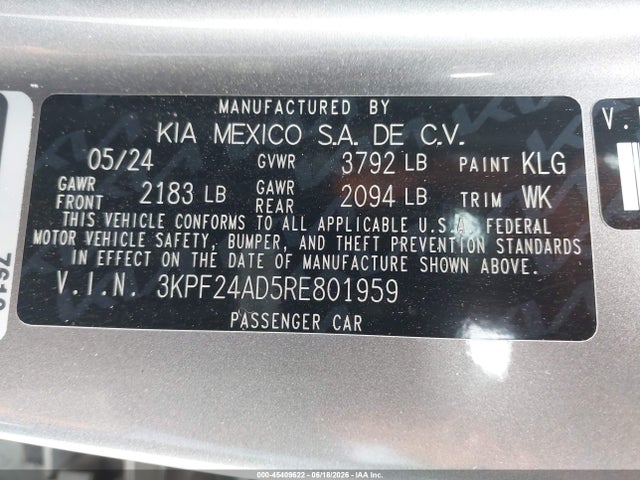 KIA Forte Lxs 2024 3KPF24AD5RE801959 Image 9