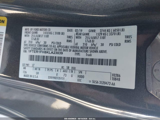 Ford Ranger Xlt 2019 1FTER1FH8KLA23039 Image 9