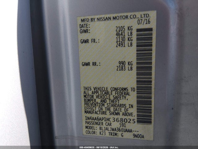 Nissan Maxima 3.5 Sv 2017 1N4AA6AP1HC368025 Image 9