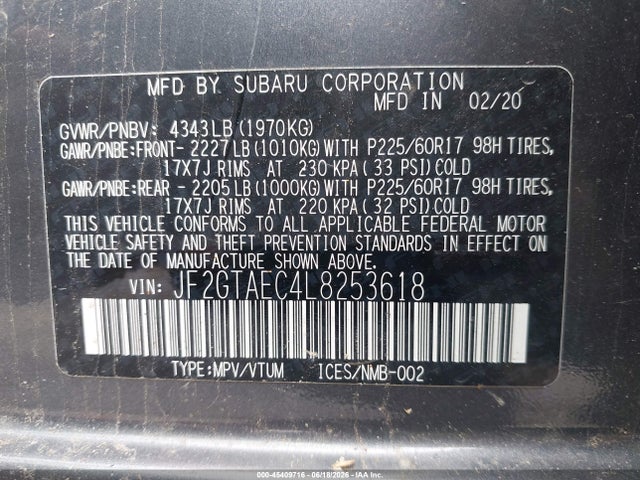 Subaru Crosstrek Premium 2020 JF2GTAEC4L8253618 Image 9