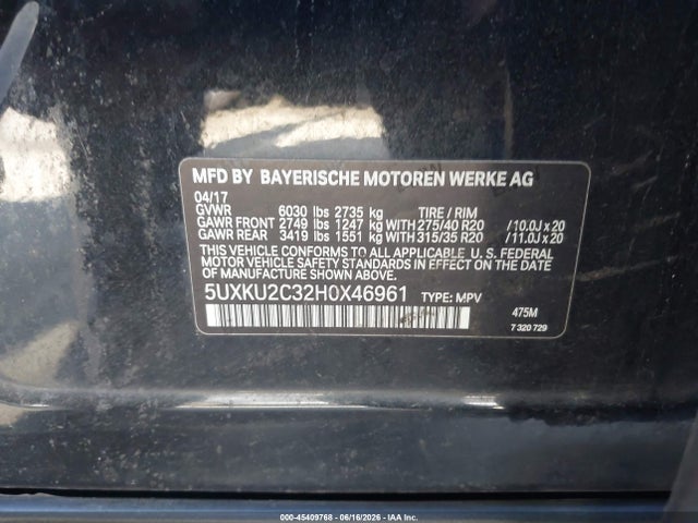 5UXKU2C32H0X46961 BMW X6 Xdrive35i