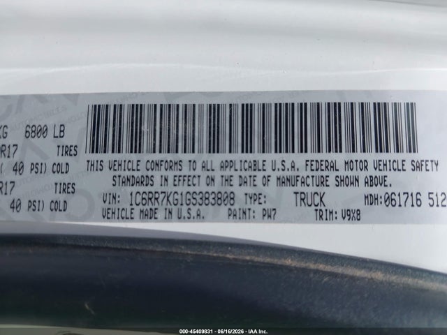 1C6RR7KG1GS383808 RAM 1500 Tradesman