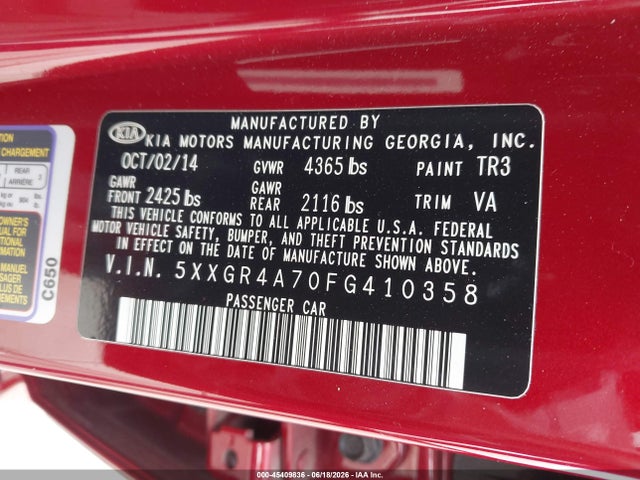 KIA OPTIMA SX 2015 5XXGR4A70FG410358 Image 9