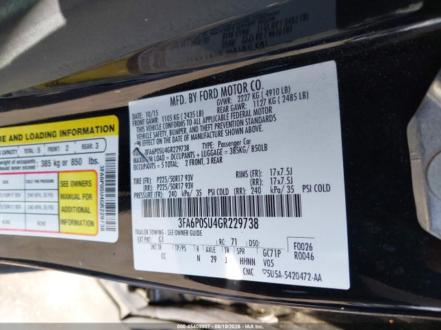 Ford Fusion Energi Titanium 2016 3FA6P0SU4GR229738 Image 9