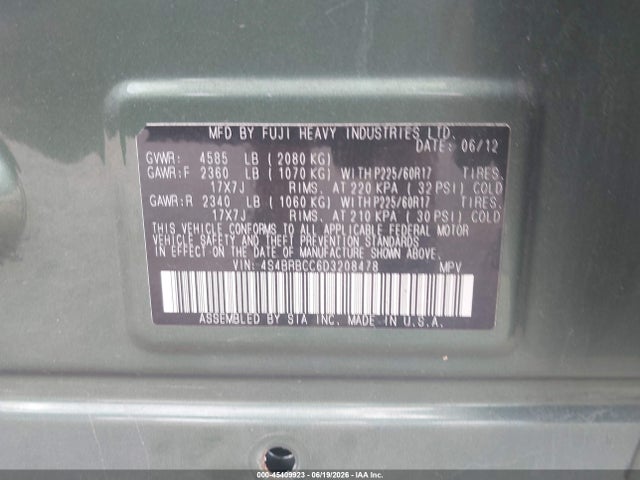 Aukcja sprzedaży 2013 Subaru Outback 2.5i Premium, vin: 4S4BRBCC6D3208478, numer aukcji: 45409923