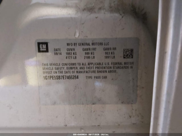 Продажа на аукционе авто 2014 Chevrolet Cruze 2lt Auto, vin: 1G1PE5SB7E7466284, номер лота: 45409924