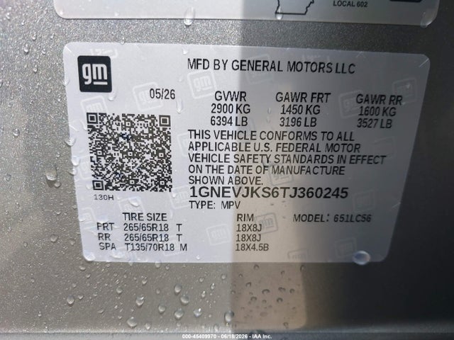 2026 Chevrolet Traverse Awd Z71 მანქანა იყიდება აუქციონზე, vin: 1GNEVJKS6TJ360245, აუქციონის ნომერი: 45409970