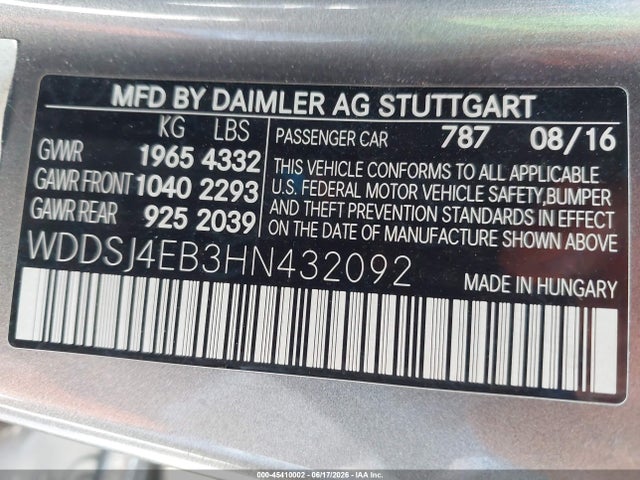 Mercedes-Benz CLA 250 2017 WDDSJ4EB3HN432092 Image 9