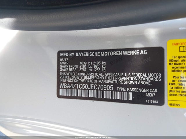 WBA4Z1C50JEC70905 BMW 430I