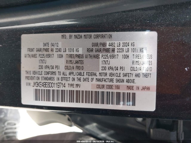 Aukcja sprzedaży 2013 Mazda Cx-5 Sport, vin: JM3KE4BE8D0119714, numer aukcji: 45410112