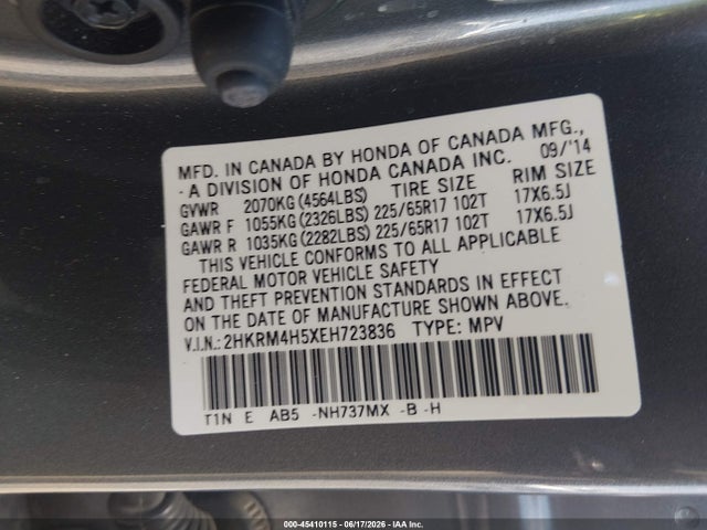 Honda CR-V EX 2014 2HKRM4H5XEH723836 Image 9