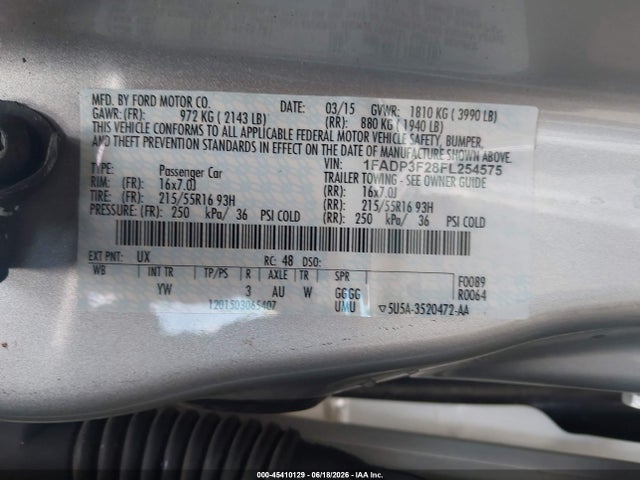Ford FOCUS SE 2015 1FADP3F28FL254575 Image 9