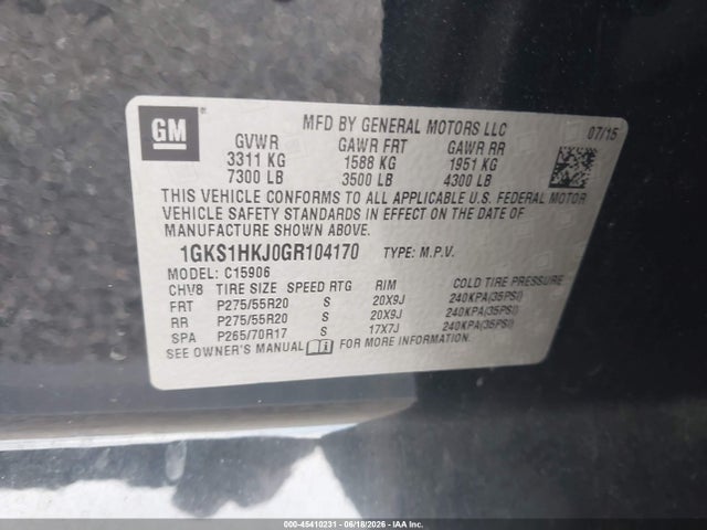 Продаж на аукціоні авто 2016 Gmc Yukon Xl Denali, vin: 1GKS1HKJ0GR104170, номер лоту: 45410231