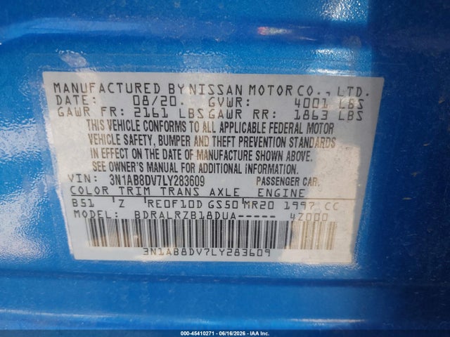 3N1AB8DV7LY283609 Nissan Sentra Sr Xtronic Cvt