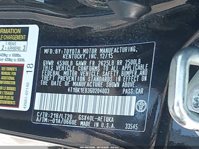 Toyota Avalon Touring 2016 4T1BK1EB3GU204003 Image 9