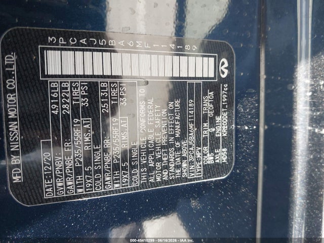Infiniti Qx50 Luxe 2021 3PCAJ5BA6MF114189 Image 9