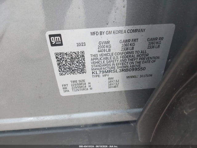 Aukcja sprzedaży 2024 Chevrolet Trailblazer Awd Lt, vin: KL79MRSL3RB099550, numer aukcji: 45410324