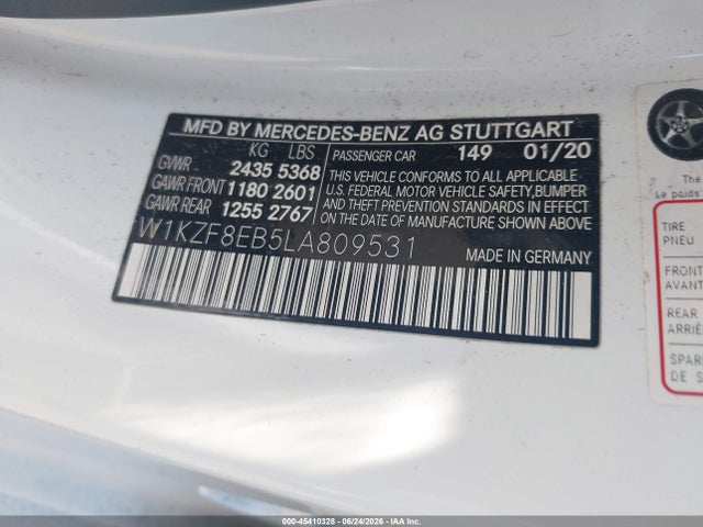 Aukcja sprzedaży 2020 Mercedes-benz E 350 4matic, vin: W1KZF8EB5LA809531, numer aukcji: 45410328
