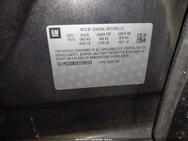 1G1PC5SB5E7209193 Chevrolet Cruze 1lt Auto