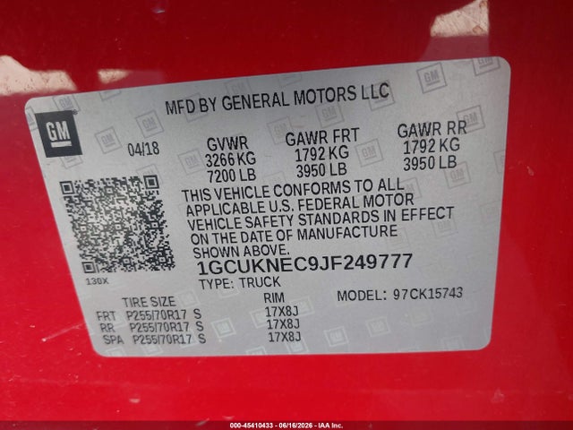 1GCUKNEC9JF249777 Chevrolet Silverado 1500 Work Truck