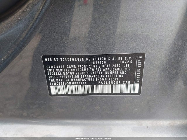 3VWC57BU3MM003711 Volkswagen Jetta 1.4t R-line/1.4t S/1.4t Se