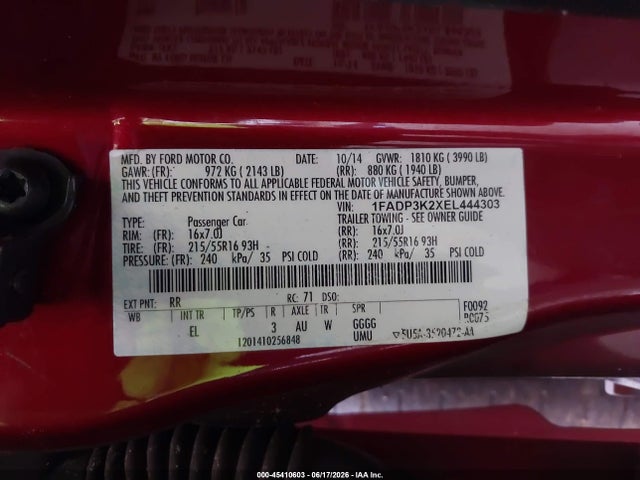 Aukcja sprzedaży 2014 Ford Focus Se, vin: 1FADP3K2XEL444303, numer aukcji: 45410603