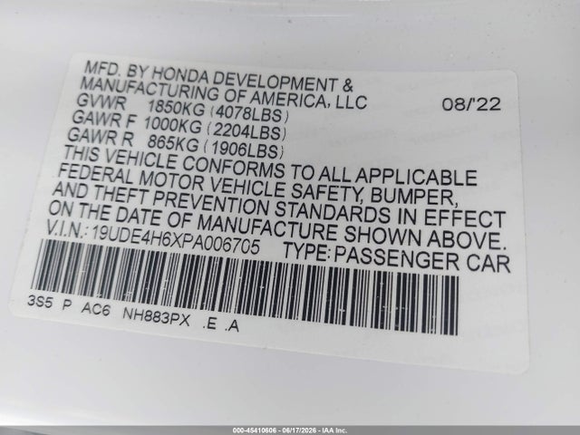 Aukcja sprzedaży 2023 Acura Integra A-spec Technology, vin: 19UDE4H6XPA006705, numer aukcji: 45410606