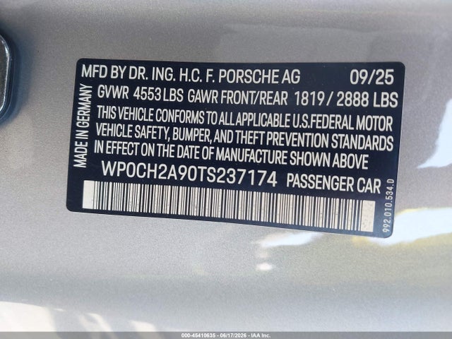 WP0CH2A90TS237174 Porsche 911 Carrera 4s/carrera S Cabriolet