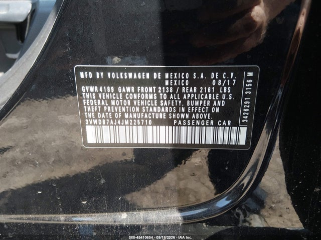 Auction sale of the 2018 Volkswagen Jetta, vin: 3VWDB7AJ4JM225710, lot number: 45410654