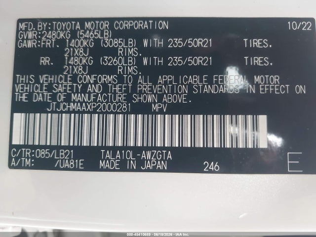 Auction sale of the 2023 Lexus Rx 350 Premium Plus, vin: JTJCHMAAXP2000281, lot number: 45410689