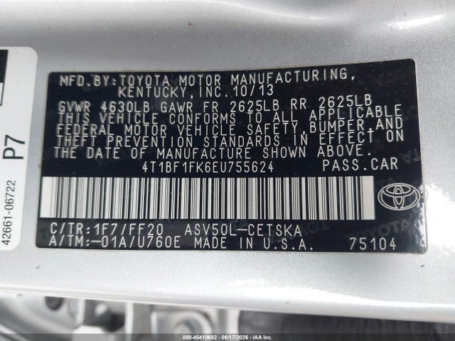 Toyota CAMRY SE 2014 4T1BF1FK6EU755624 Image 9