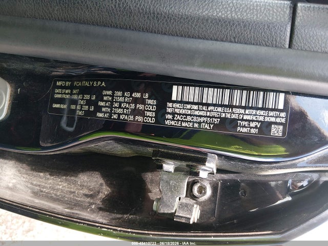 Продаж на аукціоні авто 2017 Jeep Renegade Trailhawk 4x4, vin: ZACCJBCB3HPF51757, номер лоту: 45410723
