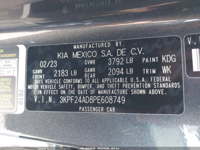 KIA Forte Lxs 2023 3KPF24AD8PE608749 Image 9