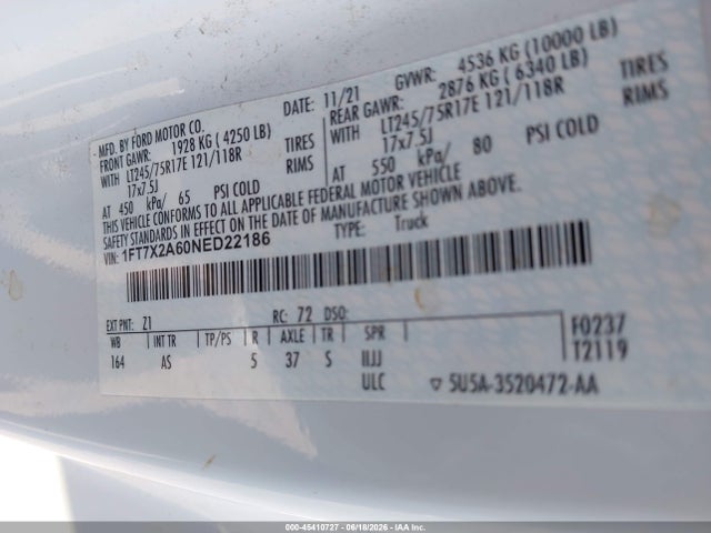 Ford F-250 Xl 2022 1FT7X2A60NED22186 Image 9