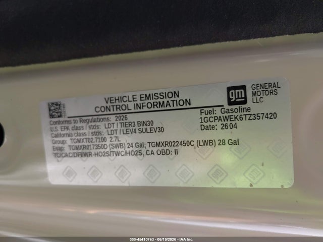 Продажа на аукционе авто 2026 Chevrolet Silverado 1500 2wd  Short Bed Rst, vin: 1GCPAWEK6TZ357420, номер лота: 45410763
