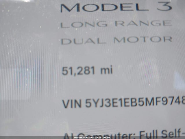 Tesla Model 3 Long Range 2021 5YJ3E1EB5MF974806 Image 15