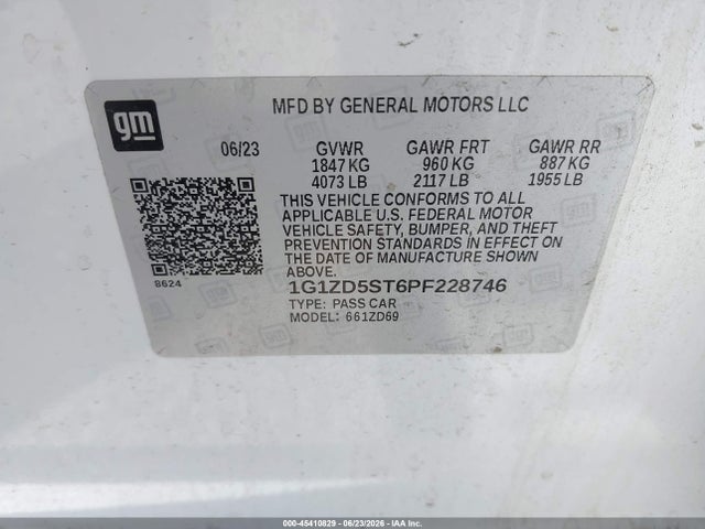 1G1ZD5ST6PF228746 Chevrolet Malibu Fwd 1lt