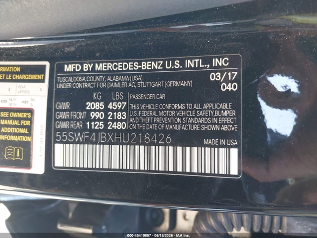 55SWF4JBXHU218426 Mercedes-Benz C 300 Luxury/sport