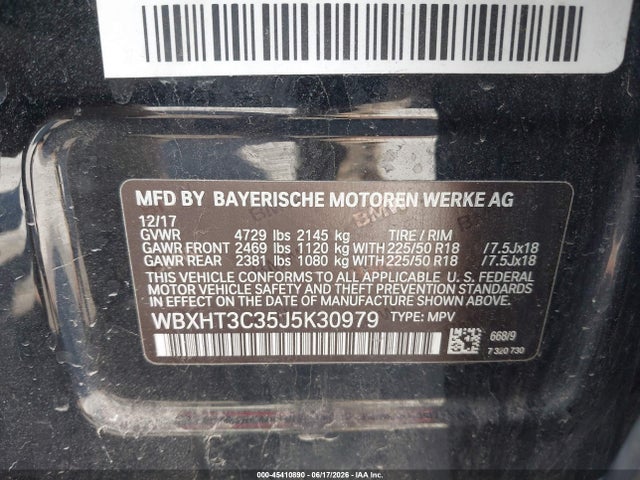 45410890 :رقم المزاد ، WBXHT3C35J5K30979 vin ، 2018 Bmw X1 Xdrive28i مزاد بيع