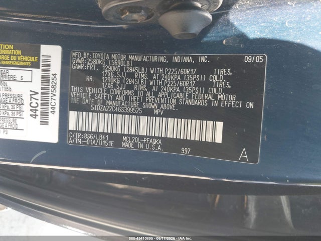 Aukcja sprzedaży 2006 Toyota Sienna Xle Limited, vin: 5TDZA22C46S399525, numer aukcji: 45410895