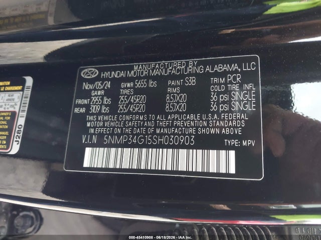 Продажа на аукционе авто 2025 Hyundai Santa Fe Hybrid Limited, vin: 5NMP34G15SH030903, номер лота: 45410908