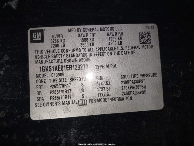 1GKS1KE01ER129270 GMC Yukon Xl 1500 Slt