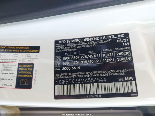 4JGFB5KB8MA554544 Mercedes-Benz Gle 450 4matic