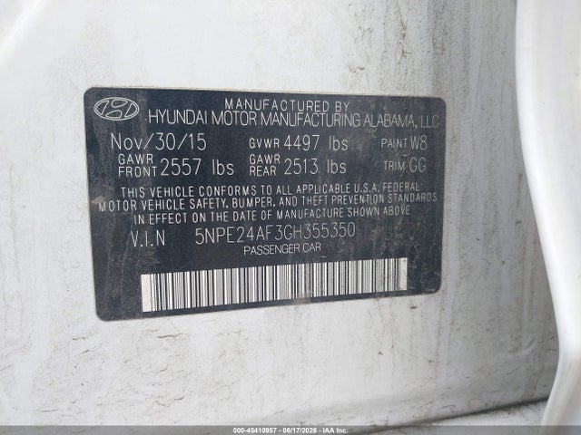 Hyundai SONATA SE 2016 5NPE24AF3GH355350 Image 9