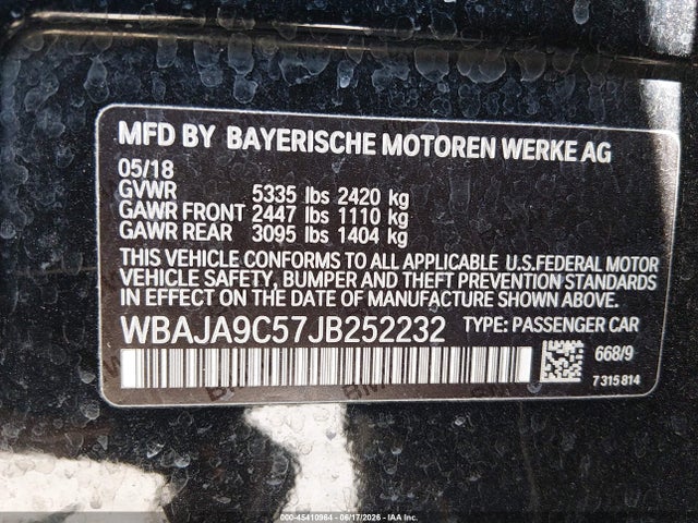 BMW 530e Iperformance 2018 WBAJA9C57JB252232 Image 9